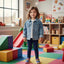 DD All over Mini Hearts Two Pocket Style Mid Blue Denim Jacket 14978