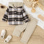 SHN Brown Check Hooded Shirt with Beige Corduroy Pant 2 Piece Set 14771