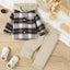 SHN Brown Check Hooded Shirt with Beige Corduroy Pant 2 Piece Set 14771