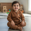 FC Mock Neck Fleece Zipper with Trouser Brown Fleece TrackSuit 14709