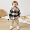 SHN Brown Check Hooded Shirt with Beige Corduroy Pant 2 Piece Set 14771
