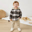 SHN Brown Check Hooded Shirt with Beige Corduroy Pant 2 Piece Set 14771