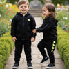 5.10.15 Applic Dino Kangroo Pocket Zipper Hoodie With Terry Trouser Black Tracksuit 14691