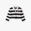 L&S Badges Embroided Navy Blue And White Strips Short Body Full Sleeves Polo T-shirt 14979 A
