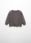 MNG Little FIERCE Embroided Bear Face Dark Grey Fleece Sweatshirt 13605