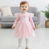 YJTX Big Elsa Print Bow & Lace Style Pink Frock 13100
