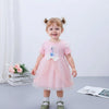 YJTX Frozen Elsa Print Peach Frock 13102