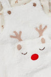 CA Deer Applic Pocket Warm White Sherpa Dungaree with Body Suit 2 piece Set 13340