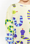 LE All Over Snake Print Fleece White Sweatshirt 14847
