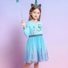 VTK Sequin Mermaid Glitter Bottom Blue Full Sleeves Frock 11828