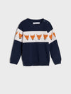 FB Fox Panel Navy Blue Sweater 10879