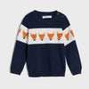 FB Fox Panel Navy Blue Sweater 10879