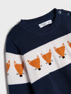 FB Fox Panel Navy Blue Sweater 10879