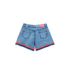 OM ZigZag Rough Bottom Girls Denim Blue Shorts 10794