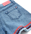 OM ZigZag Rough Bottom Girls Denim Blue Shorts 10794