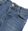 OM Silver Heart Button Ribbed Style Skinny Blue Denim 13318
