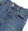 OM Silver Heart Button Ribbed Style Skinny Blue Denim 13318