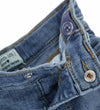 OM Silver Heart Button Ribbed Style Skinny Blue Denim 13318