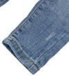 OM Silver Heart Button Ribbed Style Skinny Blue Denim 13318