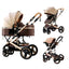 Multifunctional Elite Baby Stroller with European Style Car Cot 3 in 1 Brown 12906