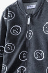 5.10.15 All Over Smiles Print Grey Terry Zipper Hoodie 13456