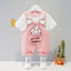 CN Bunny Aplic Teapink Dungaree With T-Shirt 2 Piece Set 11637