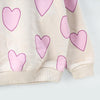 ZR Pink Hearts Print Terry Cream Sweatshirt 13742