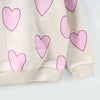 ZR Pink Hearts Print Terry Cream Sweatshirt 13742