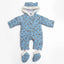 Paris Tiger Face Quilted Warm Blue Snow Suit 11862