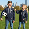 ARS Applic Logo With Football Club Badge Kangroo Pocket White Cord Fleece Navy Blue Zipper Hoodie 14776