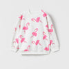 ZR All Over Swan Print White Light Fleece Sweatshirt 13740