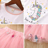 FH Believe In Magic Unicorn White Top With Pink Plain Skirt 2 Piece Set 11644