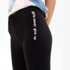 L&S Girls Never Give Up Retro Knee Panel Black Legging 14917