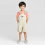 OSHKSH Anchor Print Coin Pocket Style Beige Cotton Dungaree 11568
