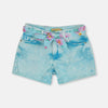 OM Rough Bottom Aqua Dyed Denim Girls Shorts With Belt 11261