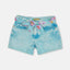 OM Rough Bottom Aqua Dyed Denim Girls Shorts With Belt 11261