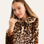 B Full Furr Leopard Print Brown Warm Jacket 11825