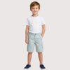 GS Silver Button Cargo Pocket Ocean Blue Cotton Shorts 15039