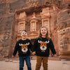 MNG Reindeer Face Embrroided Black Fleece Sweatshirt 14331