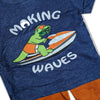 JC Making Waves Print Blue T-Shirt with Orange Shorts 2 Piece Set 14088