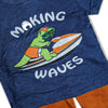 JC Making Waves Print Blue T-Shirt with Orange Shorts 2 Piece Set 14088