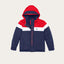 U Color Block Placket Red With Blue Puffer Jacket 11784