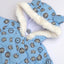 Paris Tiger Face Quilted Warm Blue Snow Suit 11862