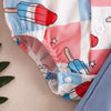 CN Ice-Cream & Stars Print Romper Style 3 Piece Set & Bow With Gallance 14085