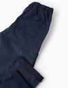 ZY Kids Elastic waist with Silver button Navy Blue Cotton Pant 14136