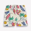 ZM Big Waves Print Palm Tress Cream Terry Shorts 14192