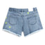 OM All Over Embroided Yellow Flowers Light Blue Denim Shorts 13313