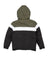 U Color Block Green With Black Puffer Jacket 11783