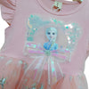 BXD Sequin Style Frozen Foil Print Bottom Pink Frock 11630