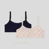 MNPRX Lace Style Heart Print White With Blue Brallete 2 Pc Pack 11081